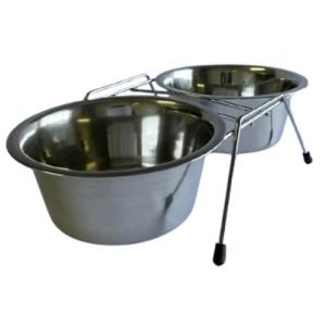 Comedouro Duplo Inox Suspenso